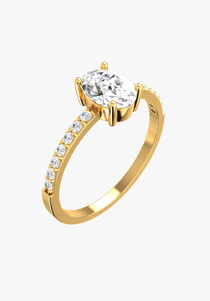 Solitaire Oval Pave Ring