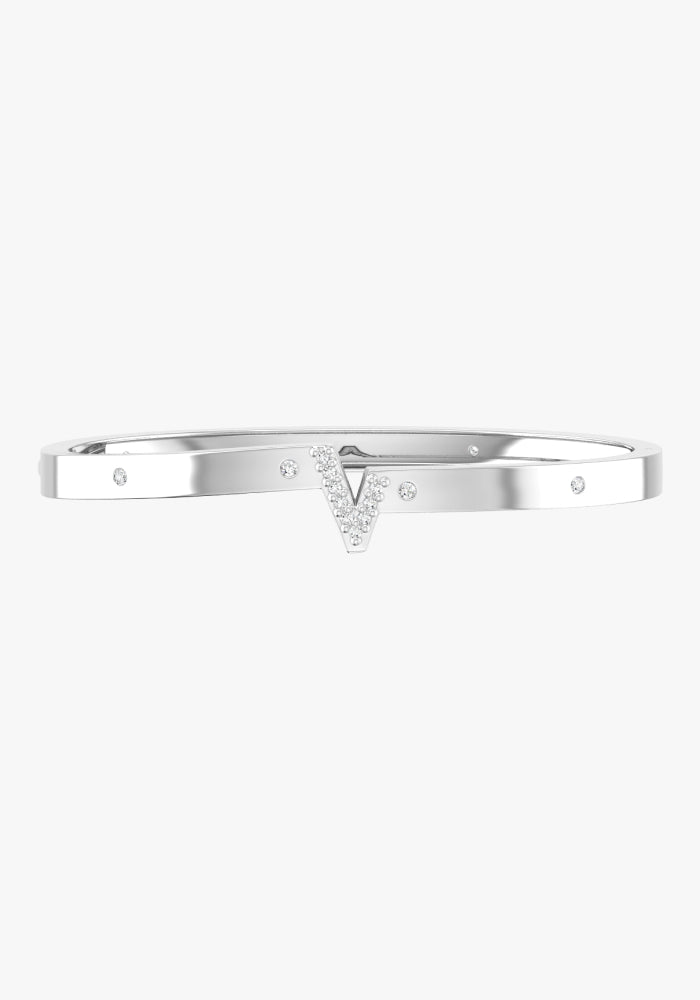 LOUIS VUITTON Essential V Supple Bracelet Silver Metal
