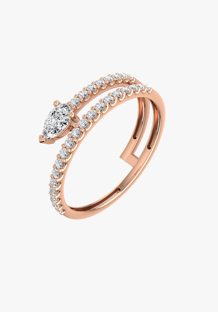 Double Pear Pave Ring